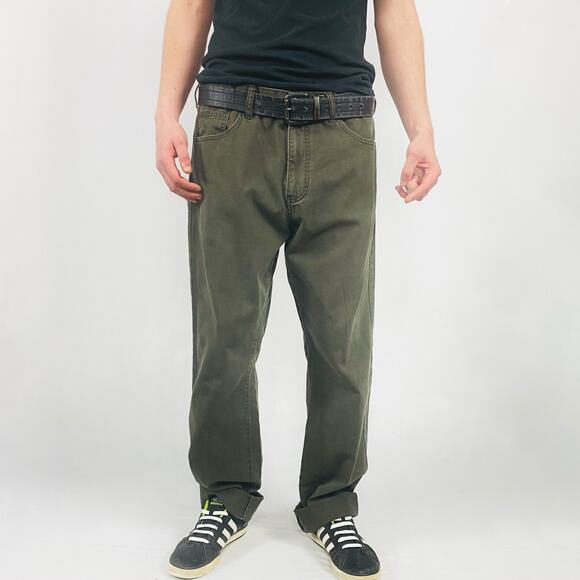 Vintage Olive Camo Green Calvin Klein Straight Dad Jeans Sz 36 x 34 - Picture 1 of 7